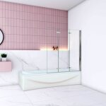 [produit d'occasion]pare - baignoire 130cm hauteur 140cm, paroi de baignoire pivotante et pliante, 3 ...