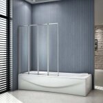 [produit d'occasion]pare baignoire 4 volets pivotants, cran de douche 100x140cm en 4mm verre securit ...