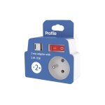 Multiprise 2 x 16a + usb a - c blanc + interrupteur - profile