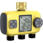 Programmateur arrosage 3 voies avec entr�e en laiton, minuteur arrosage automatique avec retard de pluie ...