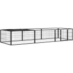 Jinlefu - furniture limited - parc pour chien 8 panneaux noir 100x50cm acie