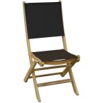 Proloisirs - chaise pliante - newton - teck fsc 100% - assise et dossier en tpep noir