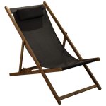 Proloisirs - chilienne pliante - linea - aluminium époxy - chêne / noir - toile tpep noire Proloisirs - chilienne pliante - linea - aluminium époxy - chêne / noir - toile tpep noire
