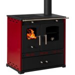 Prometey - cuisinire  bois perfect eco lux bordeaux ? 7, 5 kw plaque en fonte, lgance classique et ...