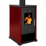 Prometey - po�le � bois eco mini ? 6, 4 kw peint bordeaux, compact et efficace