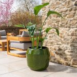 Pot grande taille d'ext�rieur monaco 51x44cm vert, fait main en terre cuite �maill�e, r�sistant au gel ...