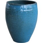 Pot grande taille d'ext�rieur poseidon2 28x31cm bleu fer, fait main en terre cuite �maill�e, r�sistant ...