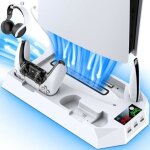 Ps5 support ventilateur de refroidissement, double chargeur manette ps5 avec indicateur led, 3 vitesses ...