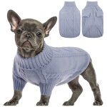 Pull pour petit chien, pull en maille torsad�e pour temps froid, col roul� classique, v�tements chauds ...