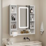 Puluomis - armoire murale de salle de bain avec miroir led, meuble de toilette avec miroir avec clairage, ...