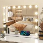 Puluomis - led miroir de maquillage 58x43cm hollywood, miroir grossissant luminueux cosm�tique � coins ...