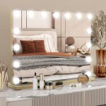 Puluomis - led miroir de maquillage 58x45cm hollywood, miroir grossissant luminueux cosm�tique 15 ampoules, ...
