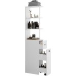Puluomis - meuble salle de bain haut, meuble colonne armoire salle de bain commode  3 tiroirs 3 compartiments ...