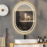 Puluomis - miroir lumineux de salle de bain 60x80cm ovale miroir mural avec clairage horizontal led ...