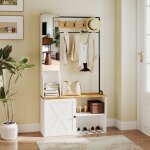 Puluomis portemanteau, vestiaire avec banc et �tag�re � chaussures, crochets, cadre en m�tal, 90 x 30 ...