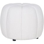 Pumba - pouf rond en tissu boucl blanc pieds mdf