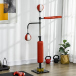 Punching ball sur pied libre r�glable 140 - 205 cm avec 2 balles de vitesse, barre pivotante et base ...
