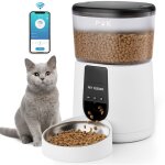 4l distributeur croquettes chat automatique, 2, 4g wifi distributeur croquettes chat & chien, connect� ...