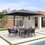 Purple leaf parasol 3, 65 x 2, 7 m rectangulaire de terrasse, grand parasol en aluminium d�port� pour ...