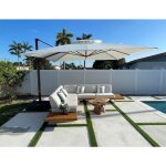 Purple leaf parasol d�port� en aluminium avec apparence bois, 3, 65 � 3, 65 m carr�, adapt� pour piscine, ...