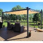 Purple leaf - pergola aluminium pour terrasse extrieur, toit coulissante, pavillon de jardin, 4. 8 x ...