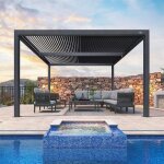 Purple leaf - pergola bioclimatique 3. 68 x 3. 68 m pergola aluminium lames orientables superficie 13. ...