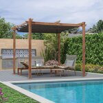 Purple leaf - pergola jardin extrieure rtractable en aluminium, cadre  finition imitation bois, avec ...