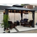 Purple leaf kiosque de jardin ext�rieur, gazebo aluminium, toit double acier galvanis�, avec moustiquaire, ...