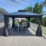 Purple leaf - tonnelle de jardin extrieur pergola aluminium avec moustiquaire et rideaux pavillon de ...