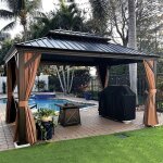 Purple leaf tonnelle de jardin ext�rieur pergola aluminium avec moustiquaire et rideaux pavillon de jardin ...
