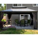 Purple leaf tonnelle de jardin extrieur pergola aluminium avec moustiquaire et rideaux pavillon de jardin ...