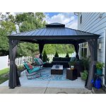 Purple leaf - tonnelle de jardin ext�rieur pergola aluminium avec moustiquaire et rideaux pavillon de ...
