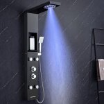 Colonne de douche noire, panneau de douche multifonction en acier inoxydable avec �cran lcd, colonne ...