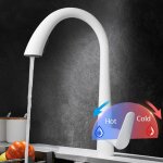 Qiyao - mitigeur cuisine avec douchette extractible blanc robinet de cuisine pivotant � 360� laiton robinet ...