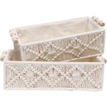 Qiyao - panier de rangement tress en corde de coton - 30x14x10cm, lot de 2 - rwpanier