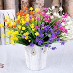 Plante fleurie artificielle, 12 pcs fleurs artificielles ext�rieures r�sistant aux uv arbustes plantes ...