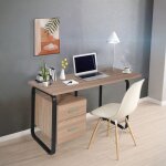 Le quai des affaires - bureau pearl 120x60cm / dcor chne blanchi et mtal noir / 120x60x76cm