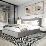 Le quai des affaires - lit coffre wembley 140x190 + 1 sommier / gris clair / 208x148x111 cm