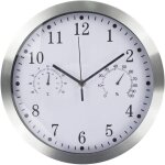 Quartz ronde horloge murale, aluminium silencieuse intrieur murale horlog vec thermomtre et hygromtre ...