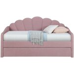 Mobilier deco - queen - lit gigogne en tissu bouclette rose 90x190 cm