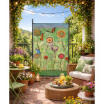 Quick star - paravent 180 x 78 cm green flowers raumteiler stellwand trennwand balkon garten sichtschutz ...