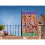 Quick star - paravent 180 x 78 cm retro flowers raumteiler stellwand trennwand balkon garten sichtschutz ...