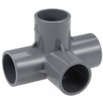 Raccord pvc 4 voies gris �25 mm, connecteur de tuyaux pour assemblage solide, id�al pour plomberie, bricolage ...