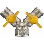 Raccord de tuyau en laiton avec inverseur de gaz, double sortie - 2 voies.