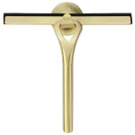 Raclette de douche, raclette de fen�tre en acier inoxydable dor� raclette de douche avec support sans ...