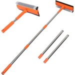 Raclette  vitres professionnelle, 2 en 1, avec long manche en acier inoxydable, raclette ponge pour ...