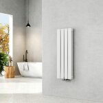 Radiateur eau chaude en acier tube plat montage mural horizontal design blanc 90x30cm double couche - ...