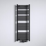 Mai&mai - radiateur � eau chaude mural chauffage central 140x50cm s�che - serviettes gris noir en acier ...