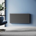 Sonni - radiateur horizontal anthracite 1200x600mm chauffage double couche, raccordement latéral Sonni - radiateur horizontal anthracite 1200x600mm chauffage double couche, raccordement latéral