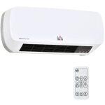 Radiateur mural soufflant 2000 w - chauffage cramique ptc - 3 niveaux de puissance - tlcommande incluse ...